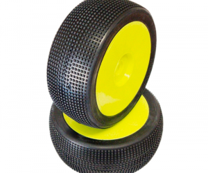 MICRO PIN 1/8 OFF-ROAD COMPETITION SUPER SOFT PRE-MOUNTED ON YELLOW WHEEL (2PCS)