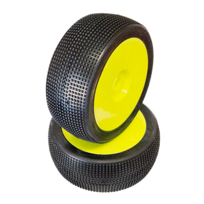 MICRO PIN 1/8 OFF-ROAD COMPETITION SUPER SOFT PRE-MOUNTED ON YELLOW WHEEL (2PCS)
