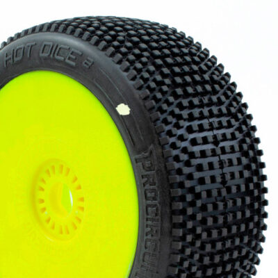 HOT DICE V2 BUGGY C1 (SUPER SOFT) PRE-MOUNTED YELLOW (2PCS.)
