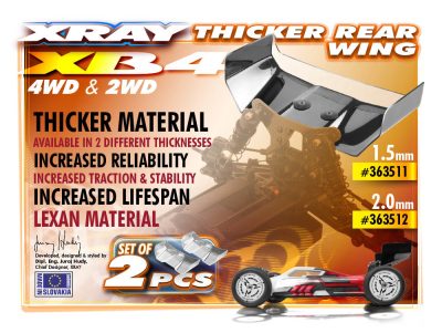 XRAY LEXAN REAR WING 2.0MM 2 - Image 2