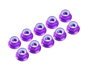 3MM. ALU. NYLON NUT W/FLANGED PURPLE (10PCS)