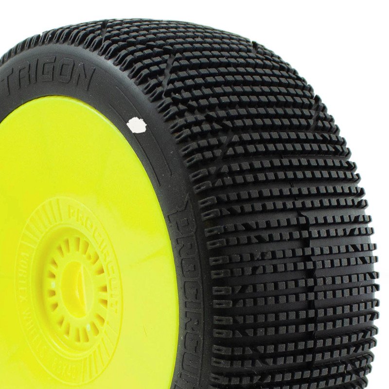 Roues Complètes Hot Dice V2 Procircuit - 2 Pneus C1 Super Soft Jaune Fluo Pour Voiture RC 1:8 - Haute Adhérence Sur Argile