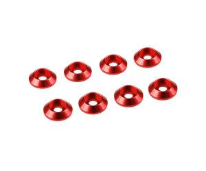 3MM ALUMINIUM CAP HEAD WASHER RED (8 pcs)