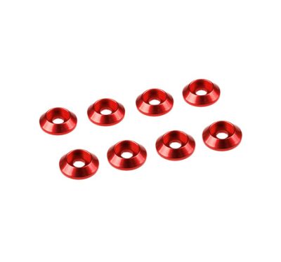 3MM ALUMINIUM CAP HEAD WASHER RED (8 pcs)