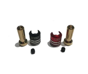 Mach-1 Racing Heat Sink Bullet Gripz With 5mm Gold Plated Bullets Red + and Black -