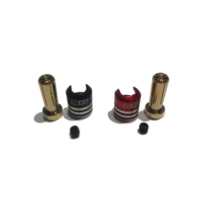 Mach-1 Racing Heat Sink Bullet Gripz With 5mm Gold Plated Bullets Red + and Black -